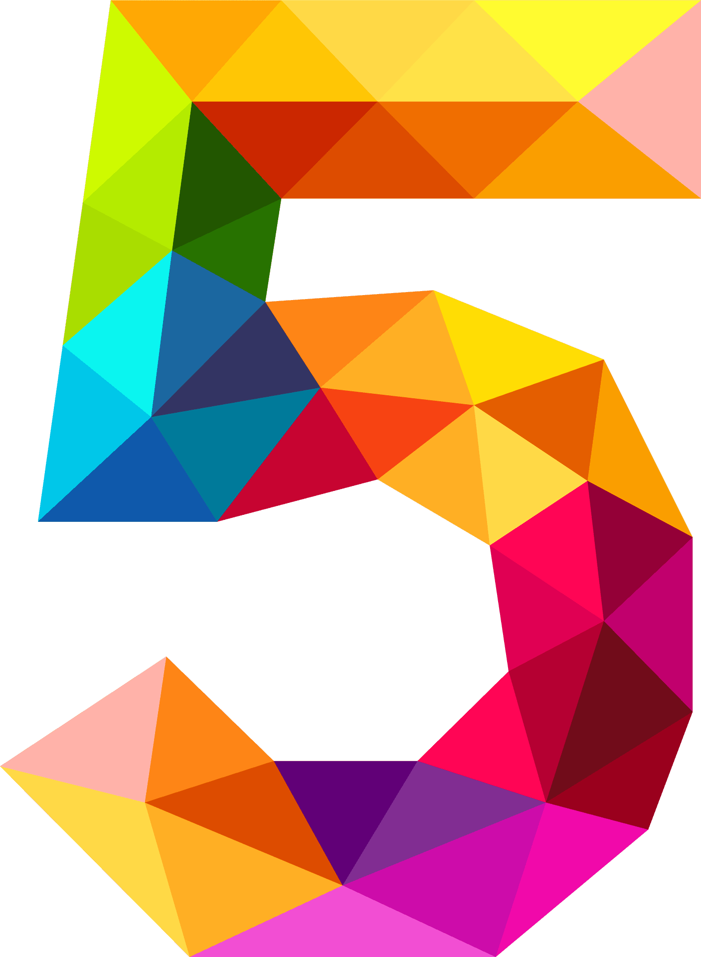 Colorful Geometric Number5 PNG