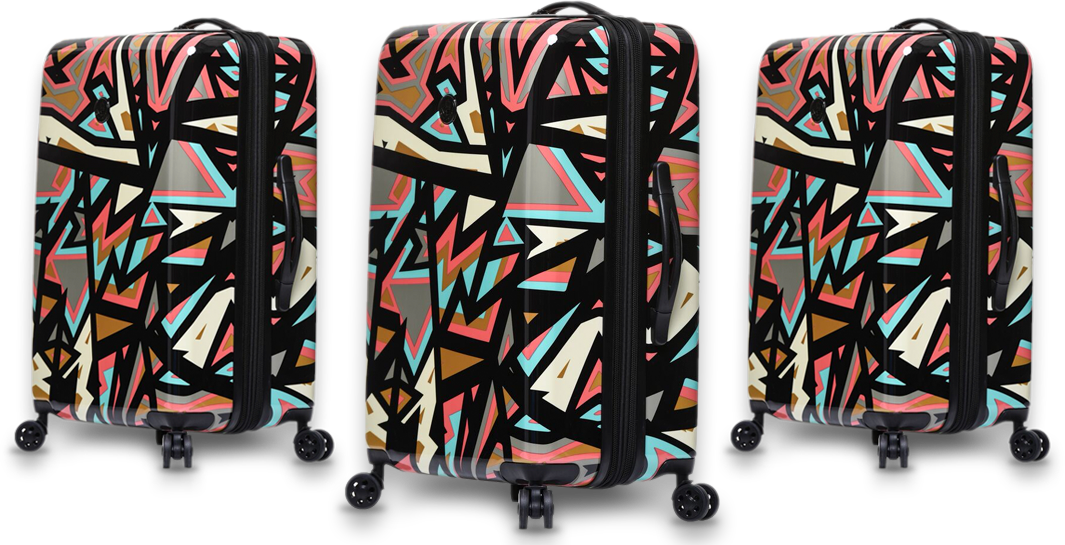 Colorful Geometric Pattern Luggage PNG