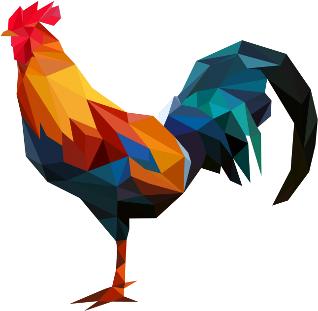 Colorful Geometric Rooster Art PNG