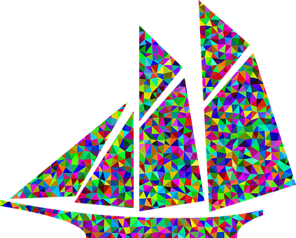 Colorful Geometric Sailboat Artwork PNG