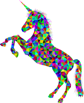 Colorful Geometric Unicorn Art PNG