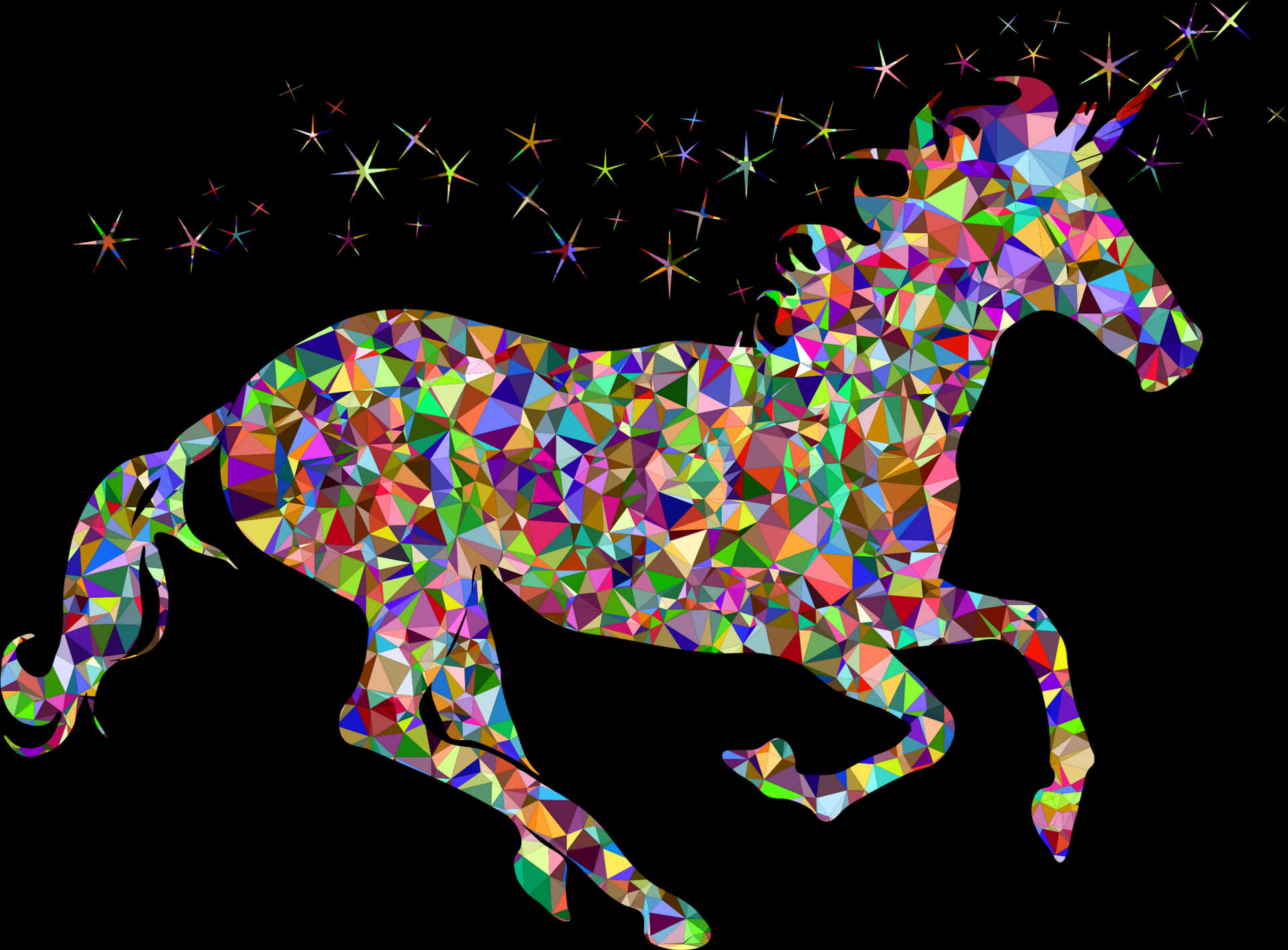 Colorful Geometric Unicorn PNG