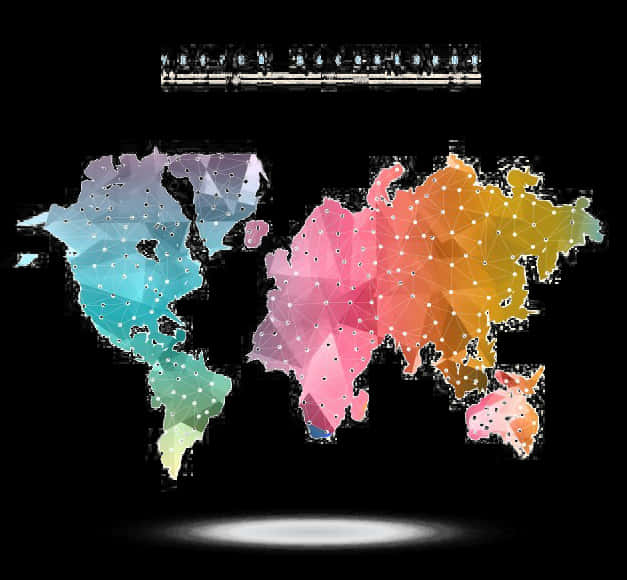 Colorful Geometric World Map PNG
