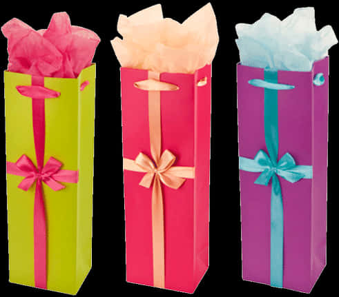Colorful Gift Bags With Tissue Paper PNG