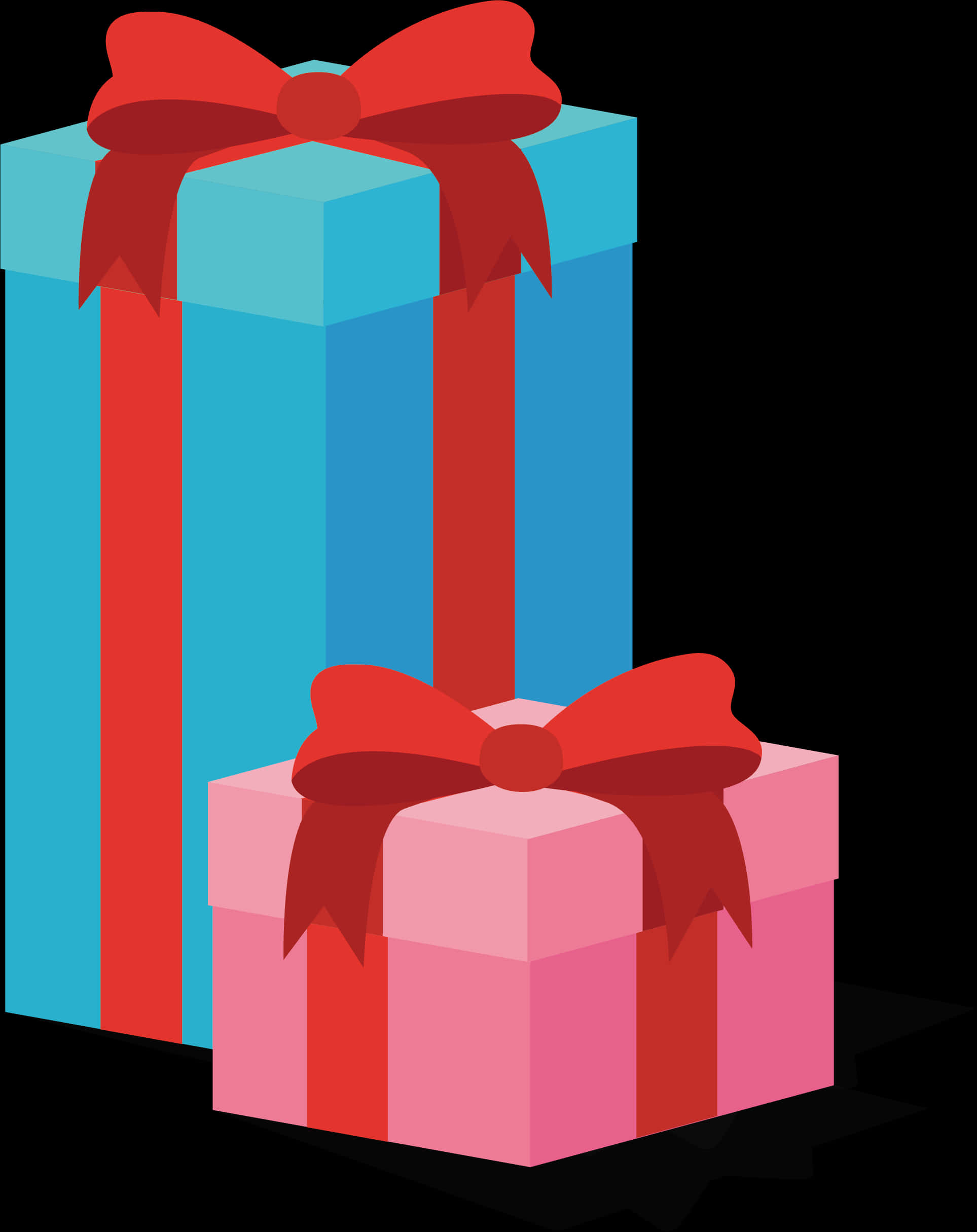 Colorful Gift Boxeswith Red Ribbons PNG