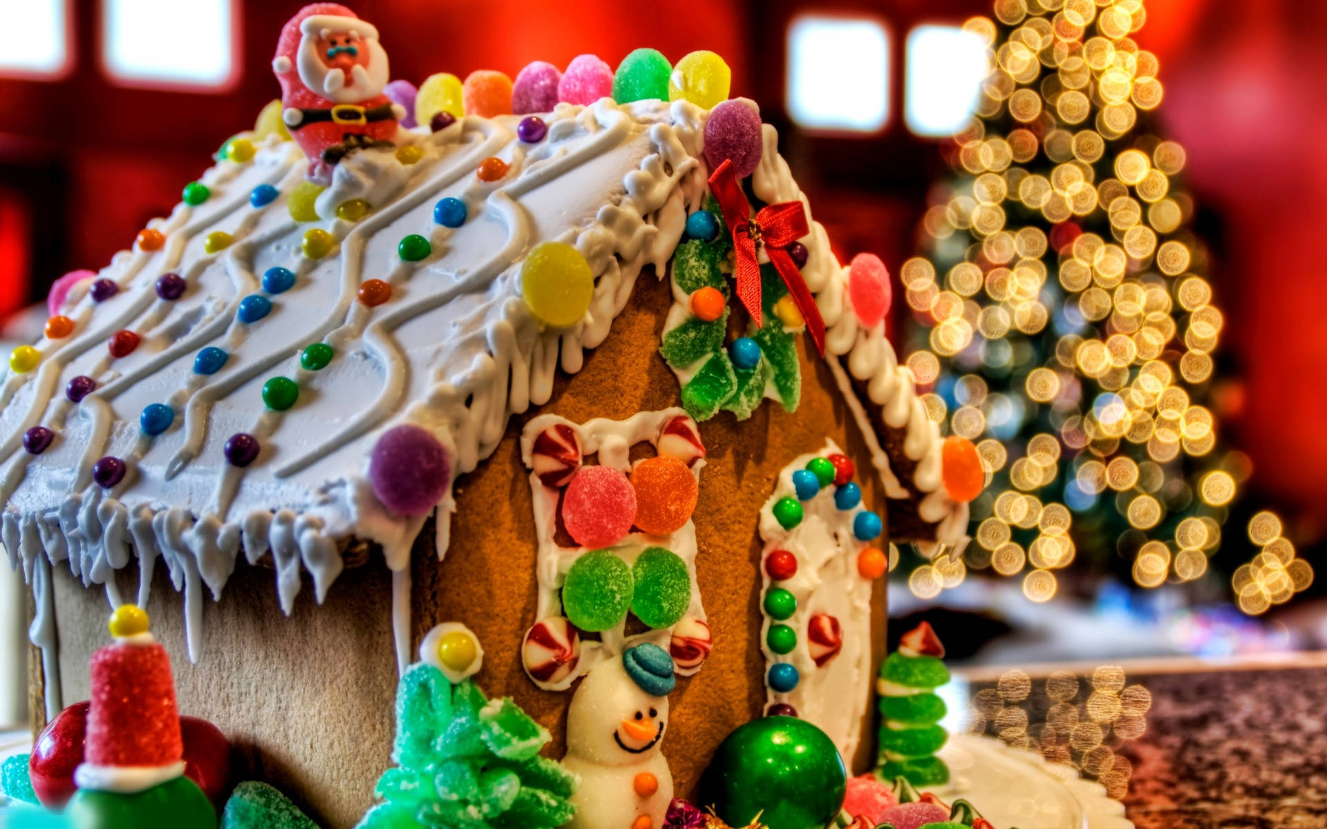 Colorful Gingerbread House Wallpaper