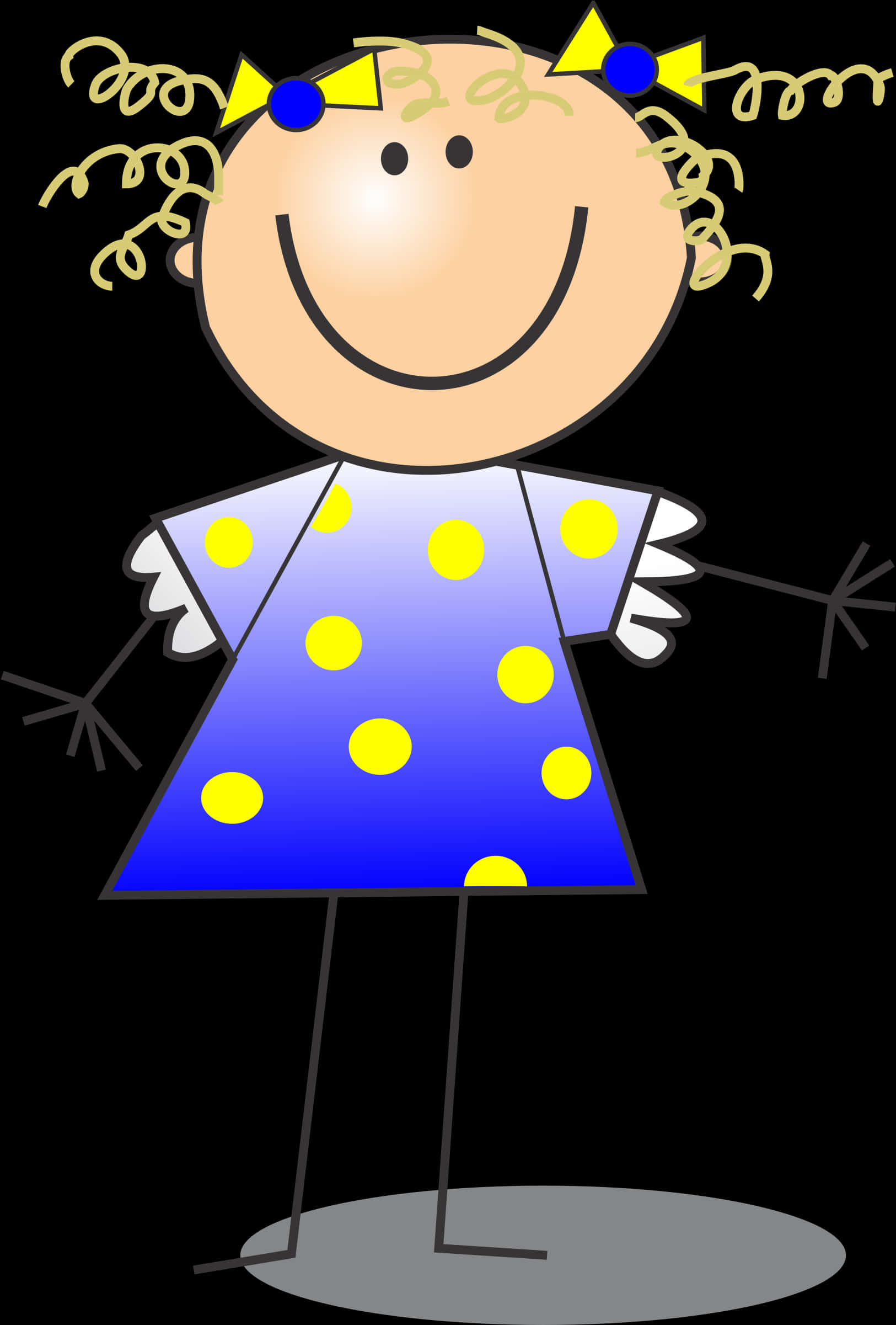 Colorful Girl Stick Figure PNG