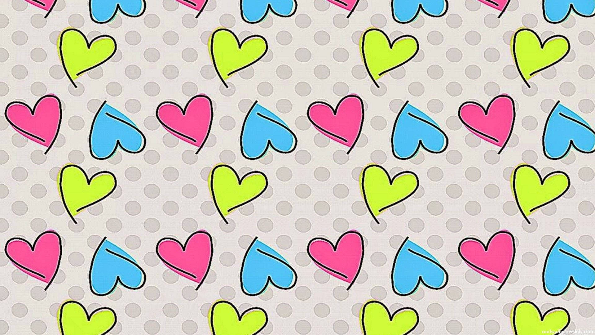 Enjoy life and make it colourful with this girly heart doodle pattern Wallpaper