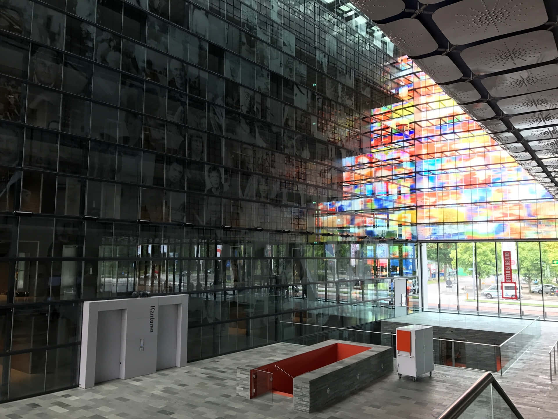 Colorful Glass Facade Institute Building Hilversum Wallpaper
