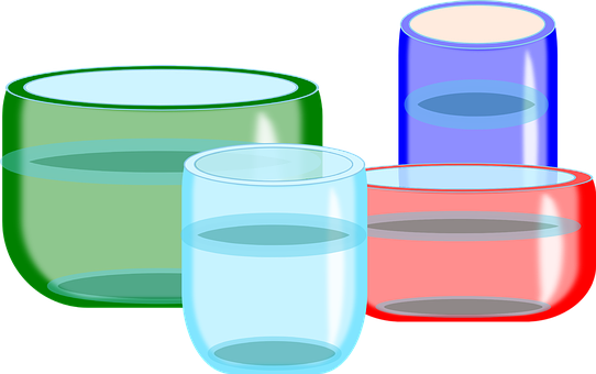 Colorful Glasses With Water Illustration PNG