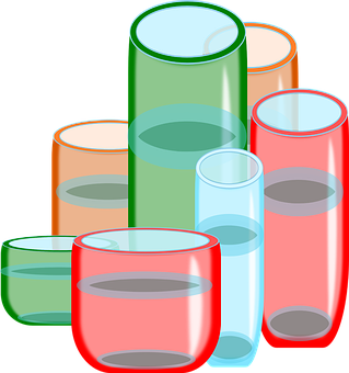 Colorful Glassware Collection PNG