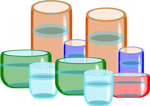 Colorful Glassware Collection PNG