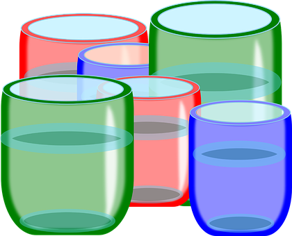 Colorful Glassware Vector Illustration PNG