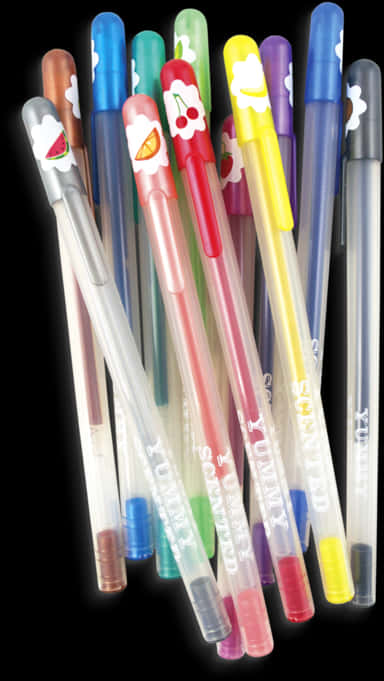Colorful Glitter Gel Pens PNG