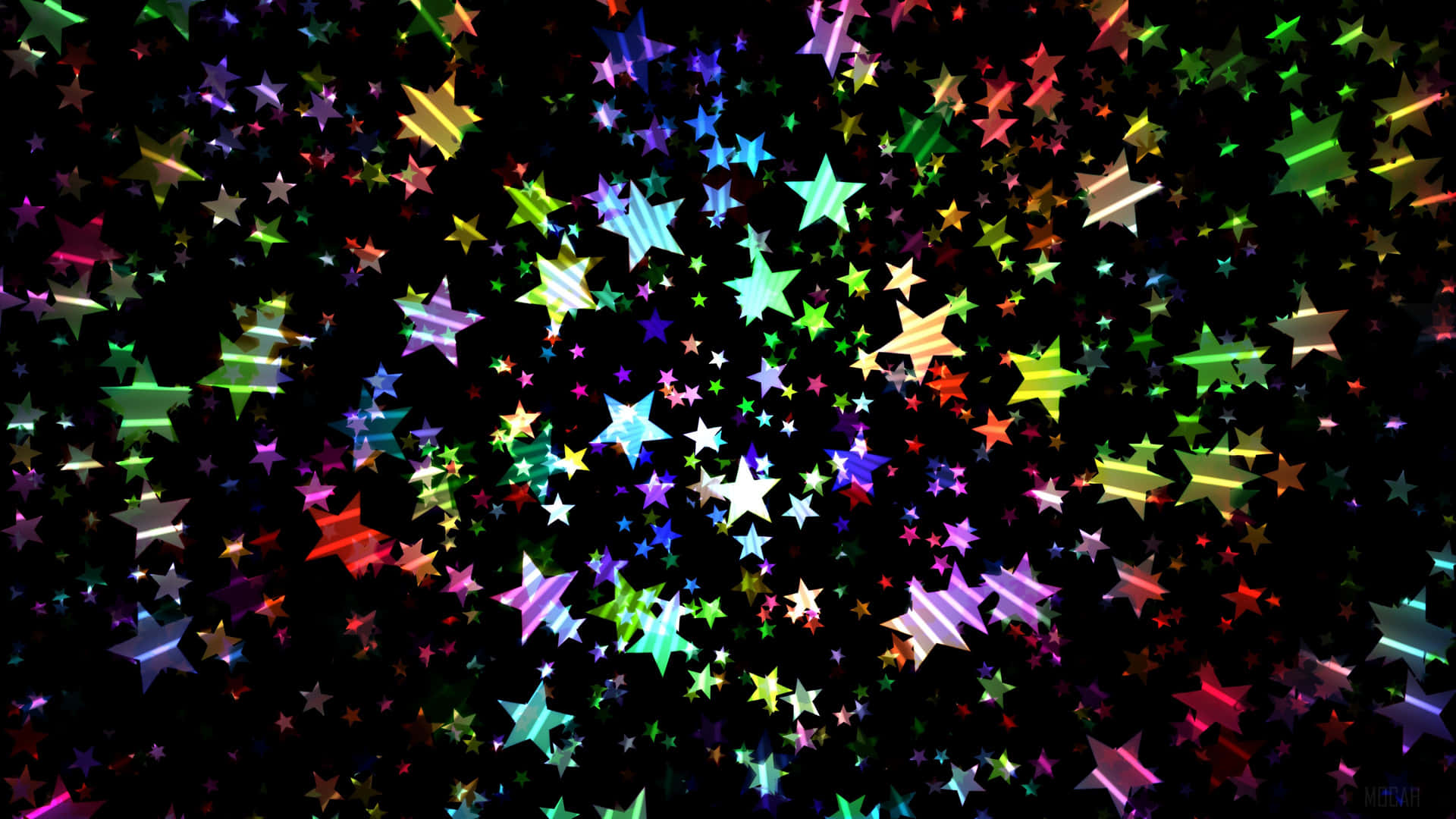 Colorful Glittering Stars Background PNG