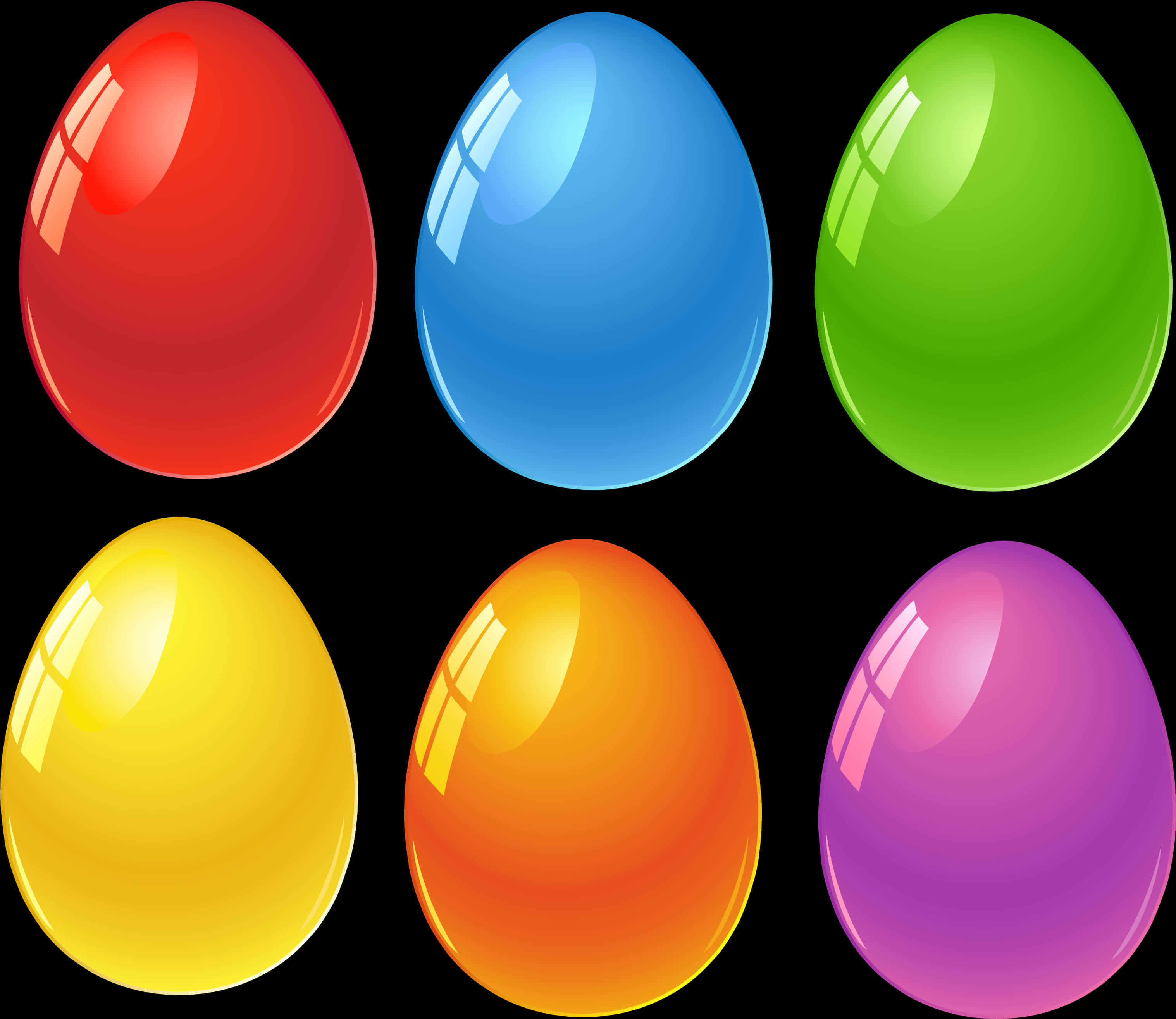 Colorful Glossy Easter Eggs PNG