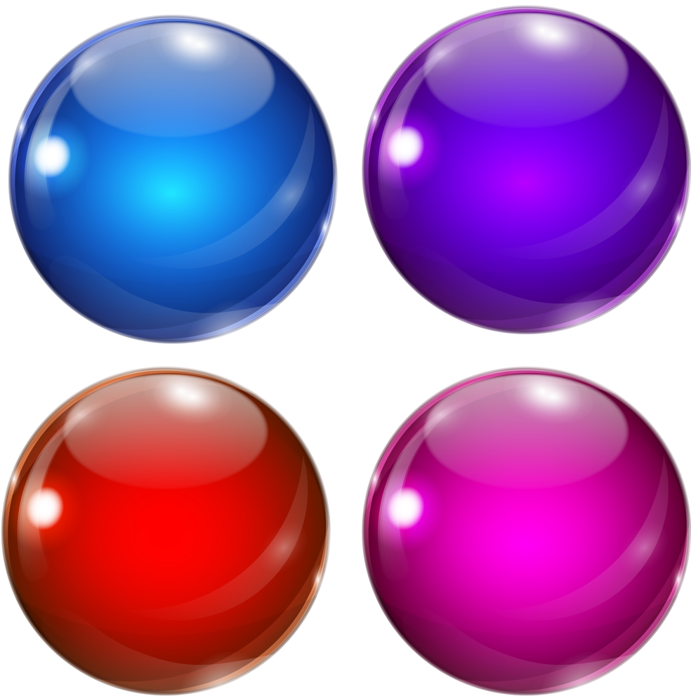 Colorful Glossy Spheres Set PNG