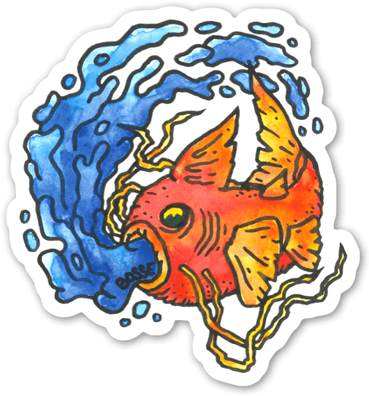 Colorful Goldfish Sticker Illustration PNG