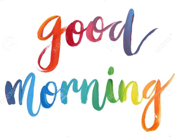 Colorful Good Morning Text Illustration PNG