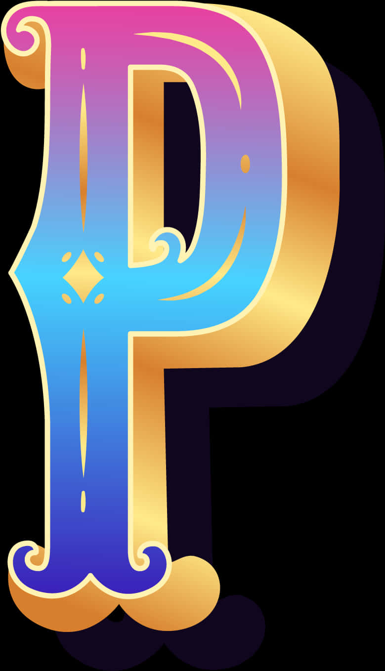 Colorful Gradient Letter P PNG