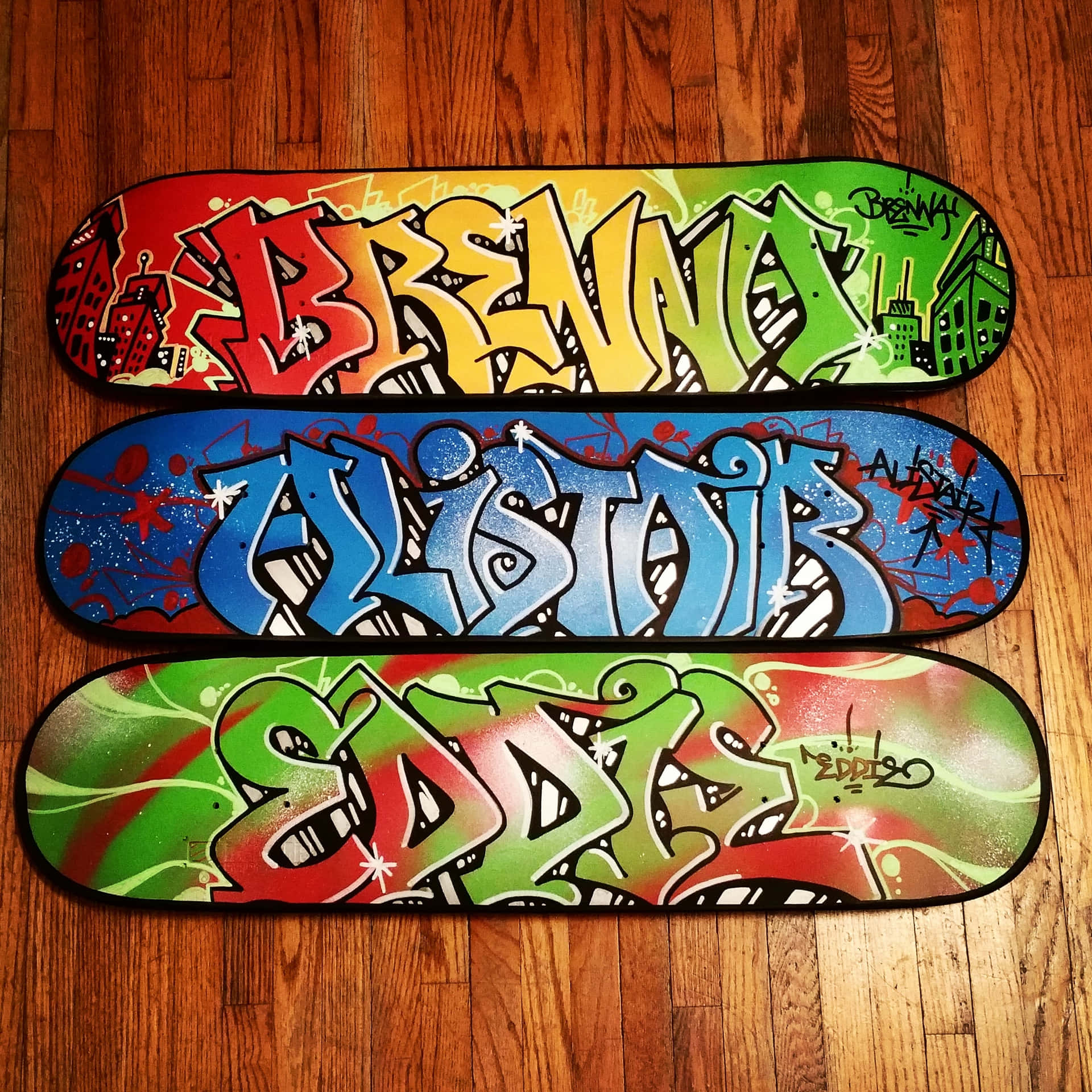 Fargerike Graffiti Skateboards Bakgrunnsbildet