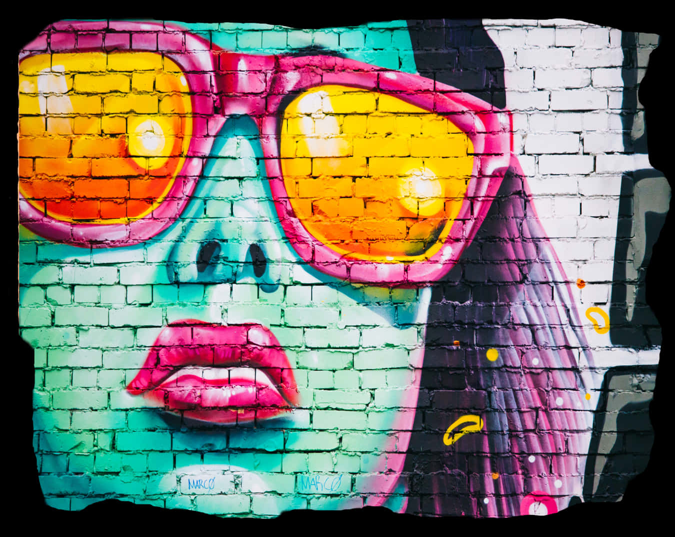 Colorful Graffiti Sunglassesand Lips PNG