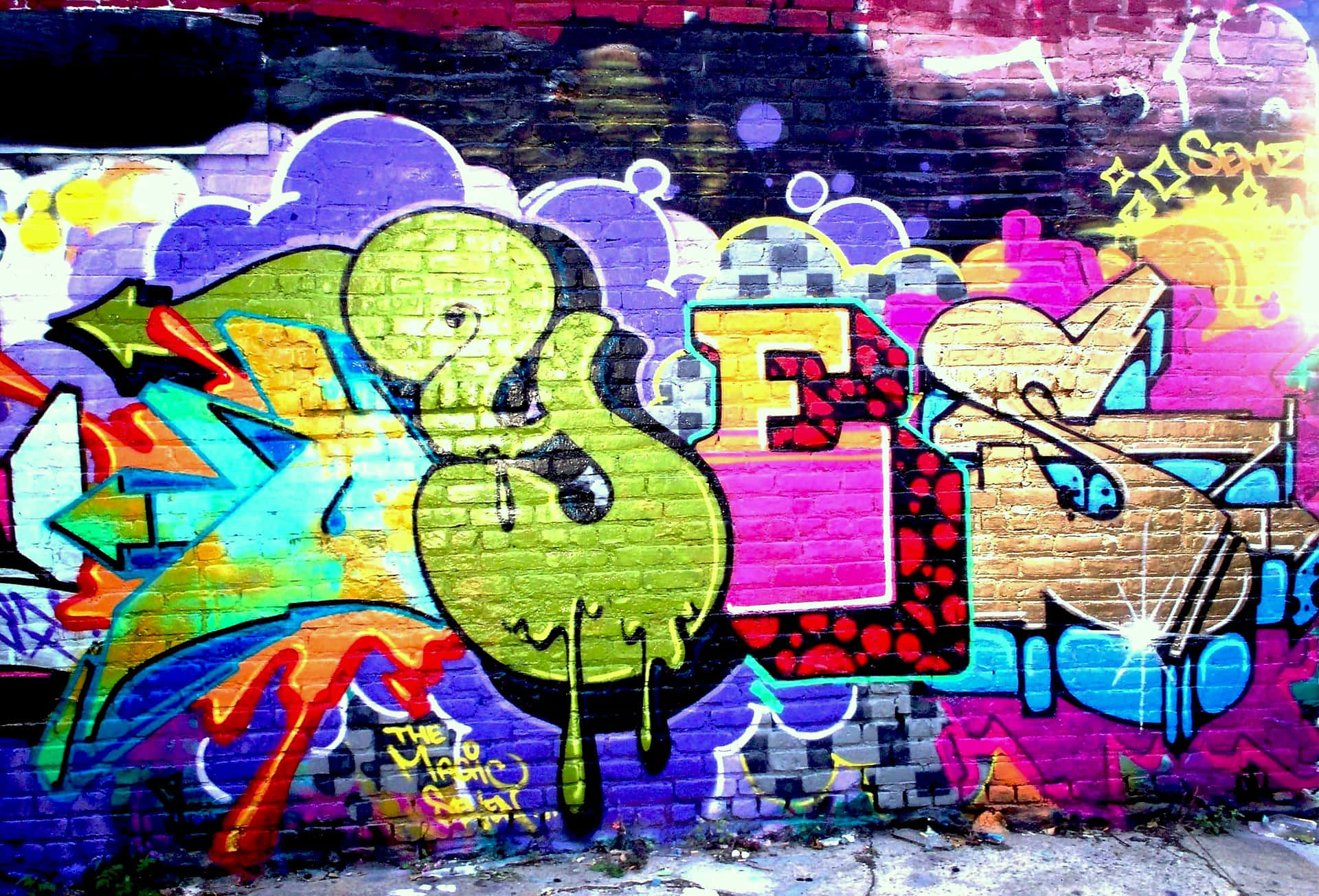 Colorful Graffiti Wall Art With Yes Drawing Background