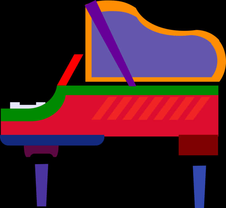 Colorful Grand Piano Illustration PNG