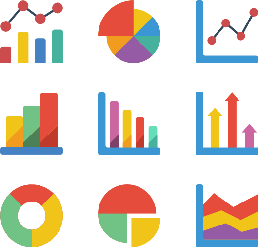 Colorful Graphsand Charts Collection PNG