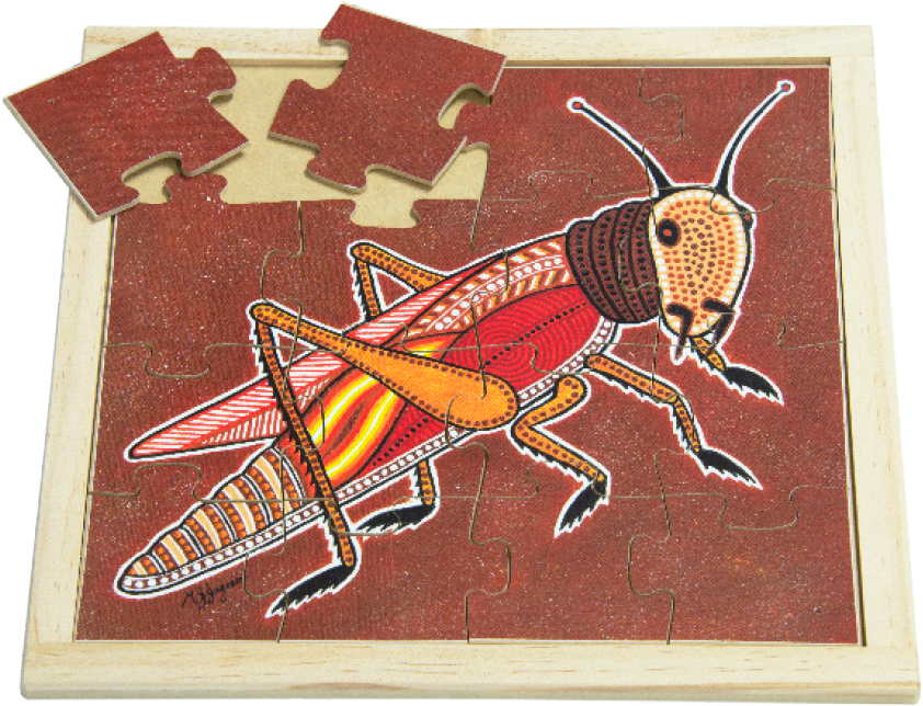 Colorful Grasshopper Wooden Puzzle PNG