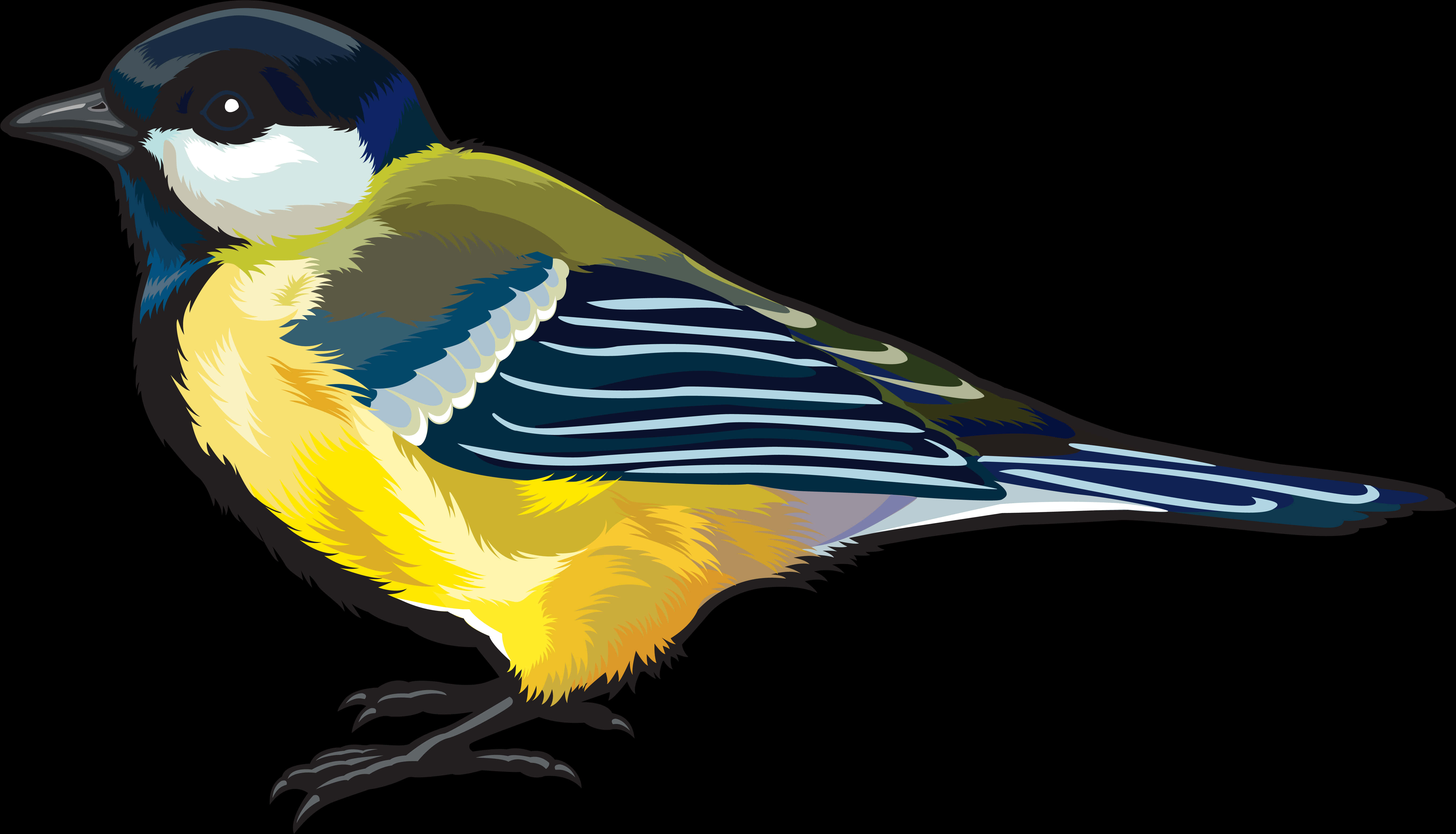 Colorful Great Tit Illustration PNG