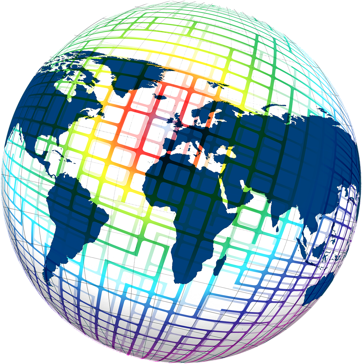 Colorful Grid Globe Illustration PNG