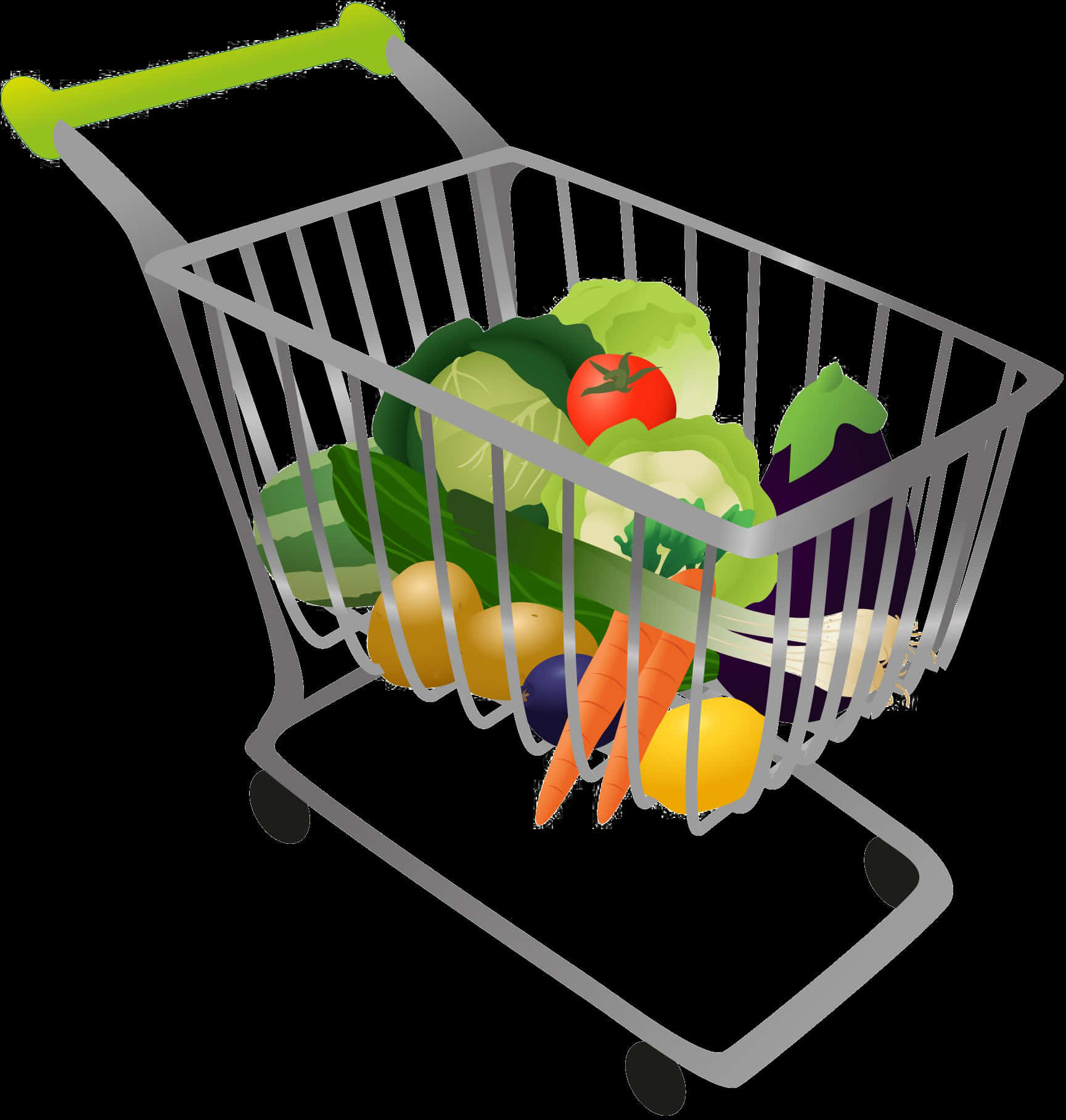 Colorful Grocery Shopping Cart PNG