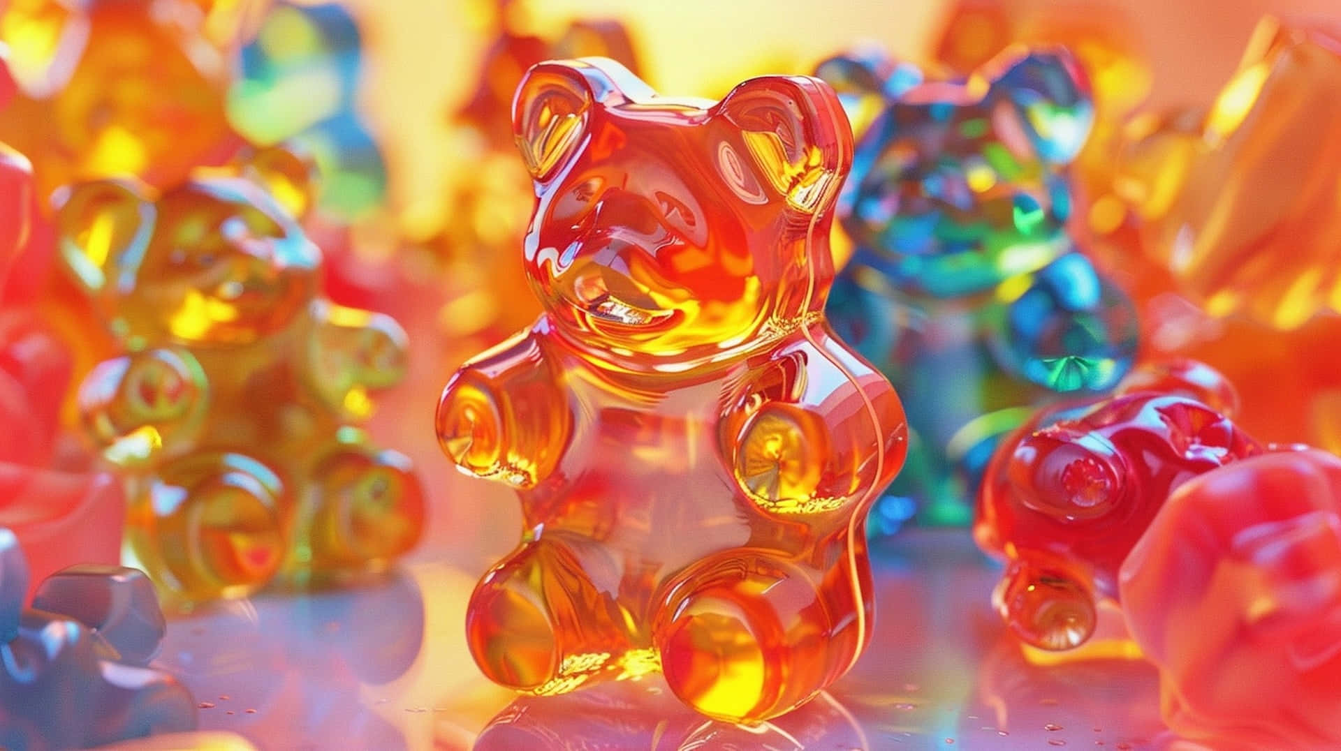 Colorful Gummy Bears Candy Display Wallpaper