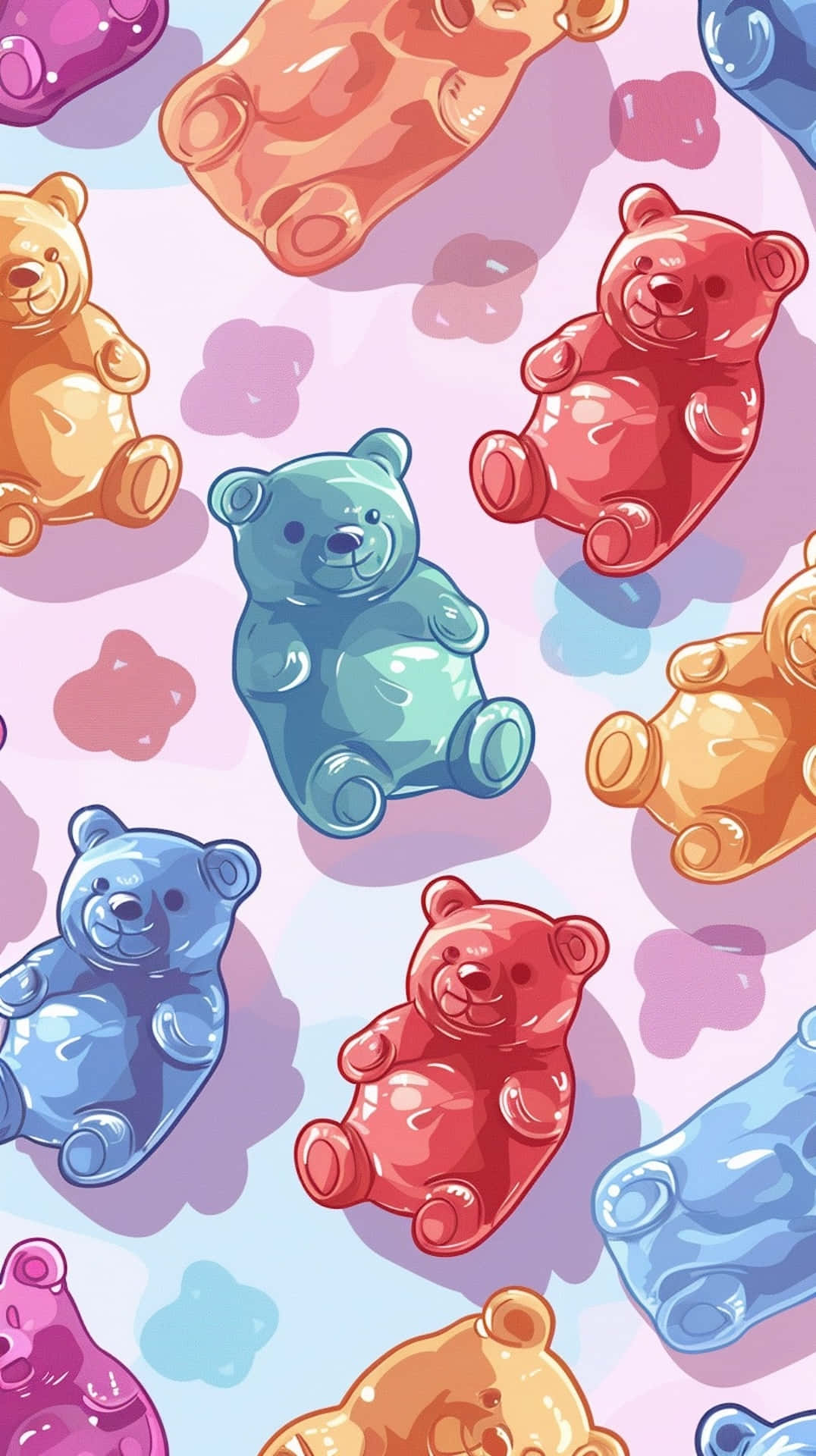 Colorful Gummy Bears Pattern Wallpaper