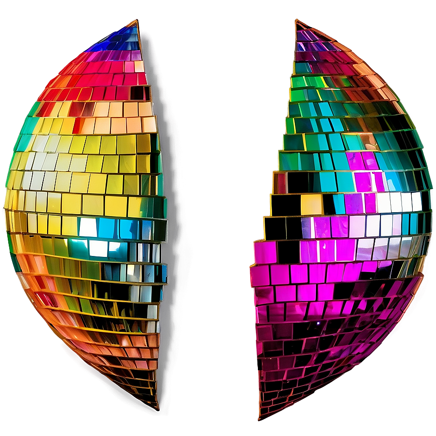 Colorful Halved Disco Balls PNG