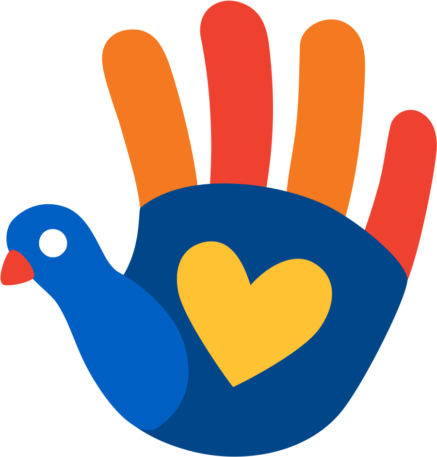 Colorful Hand Turkeywith Heart PNG