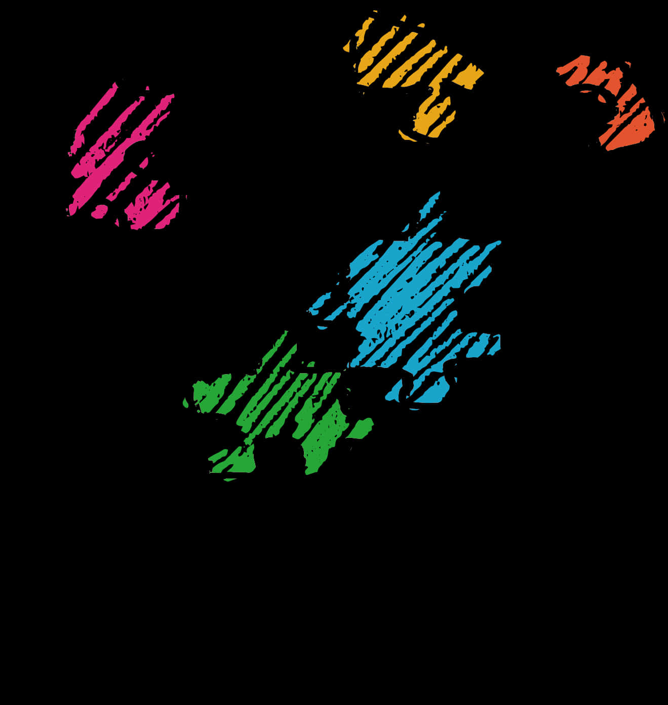 Colorful Handprints Black Background PNG