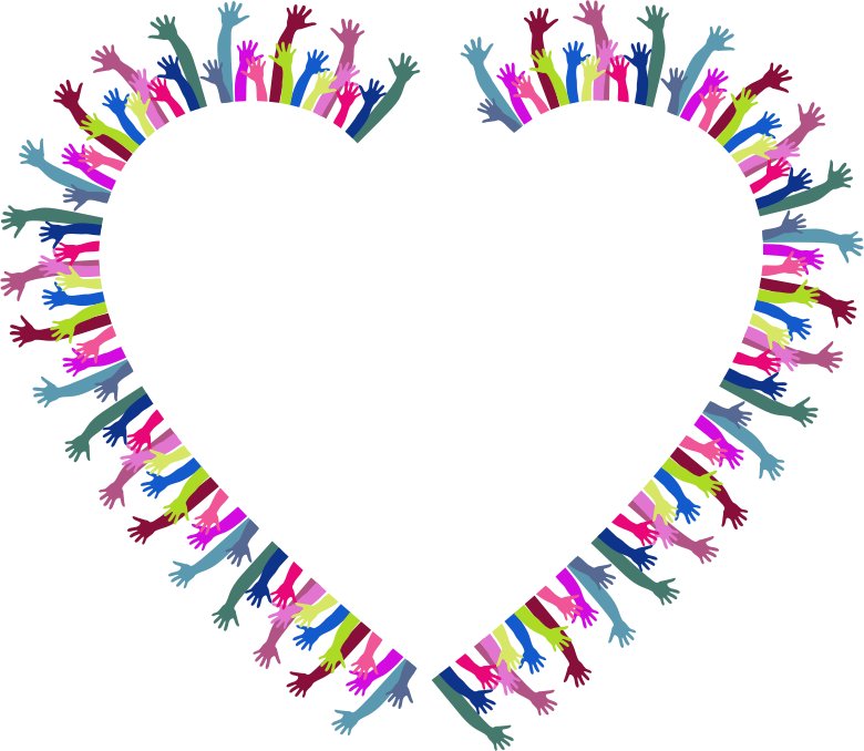 Colorful Hands Heart Border PNG