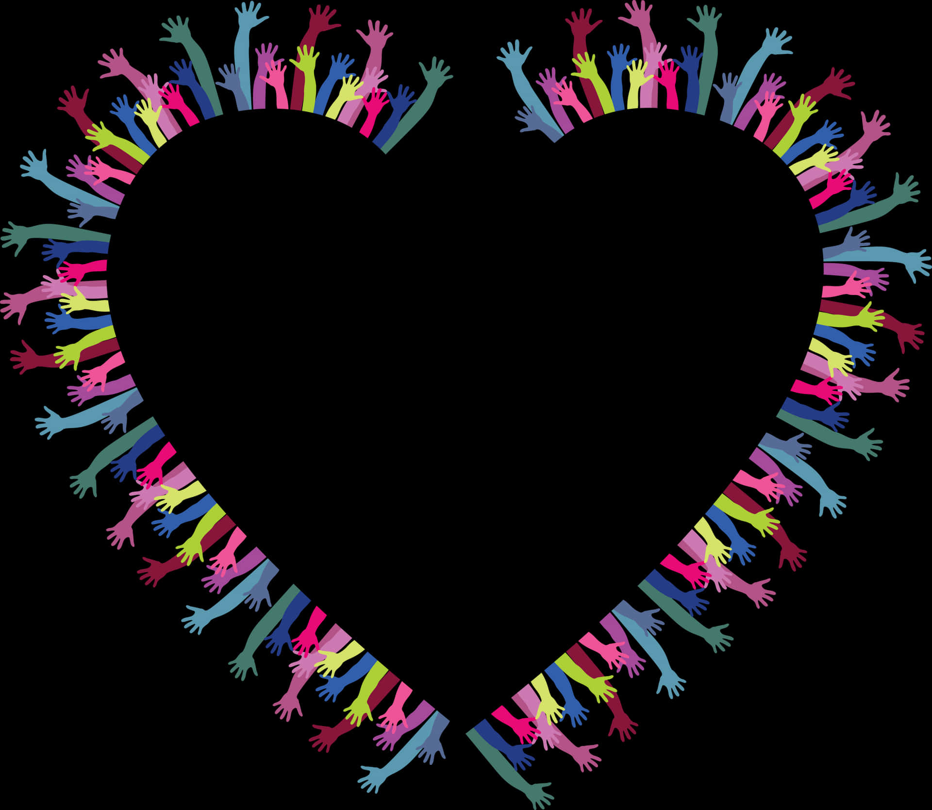 Colorful Hands Heart Clipart PNG