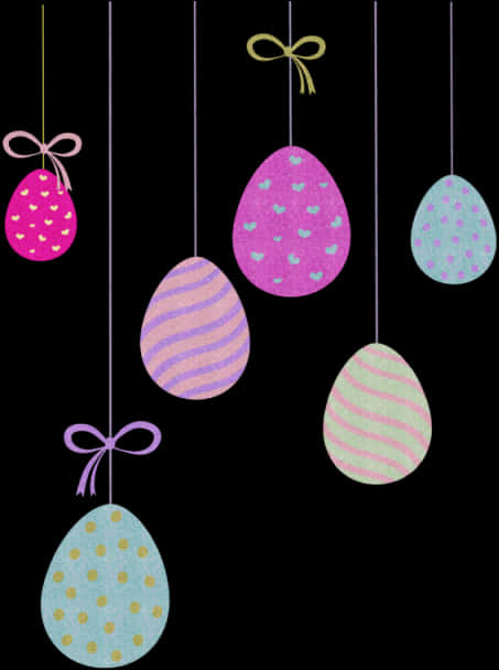 Colorful Hanging Easter Eggs PNG