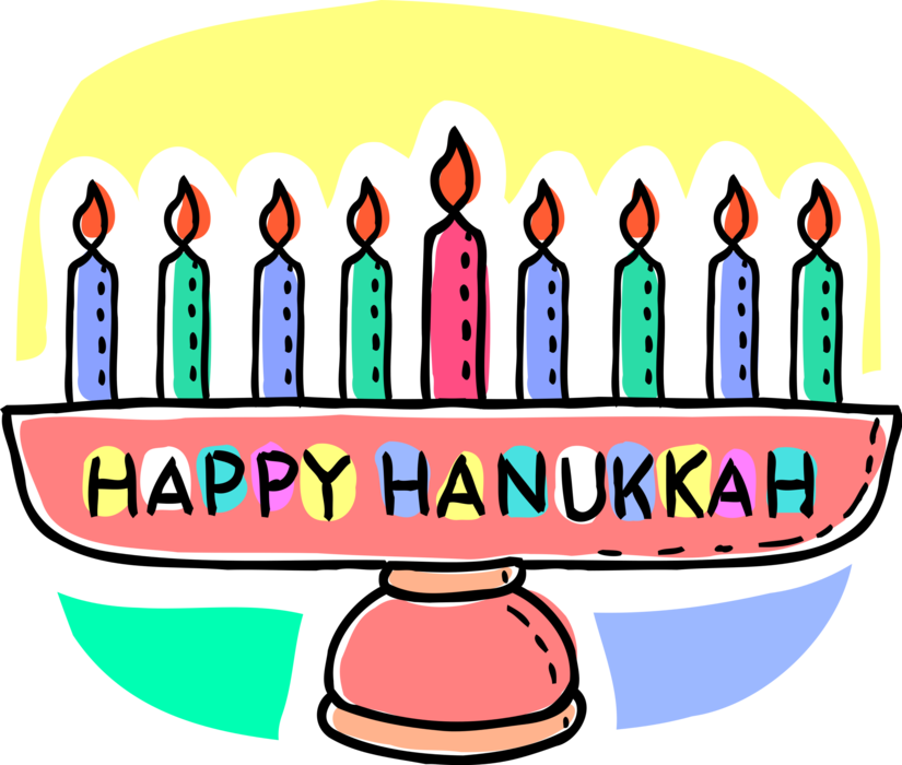 Colorful Hanukkah Menorah Illustration PNG