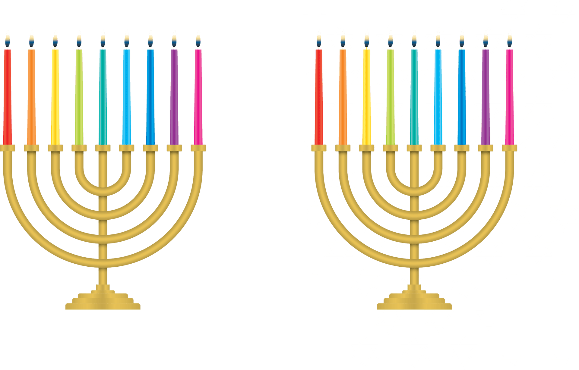 Colorful Hanukkah Menorahs PNG