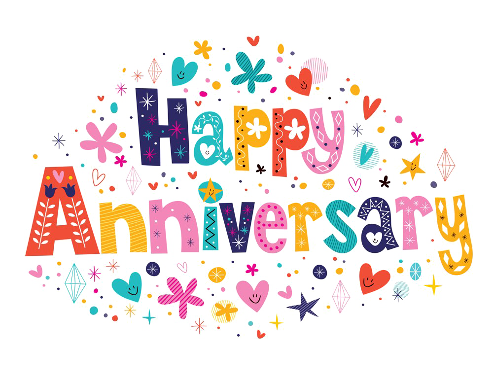 Colorful Happy Anniversary Greeting PNG