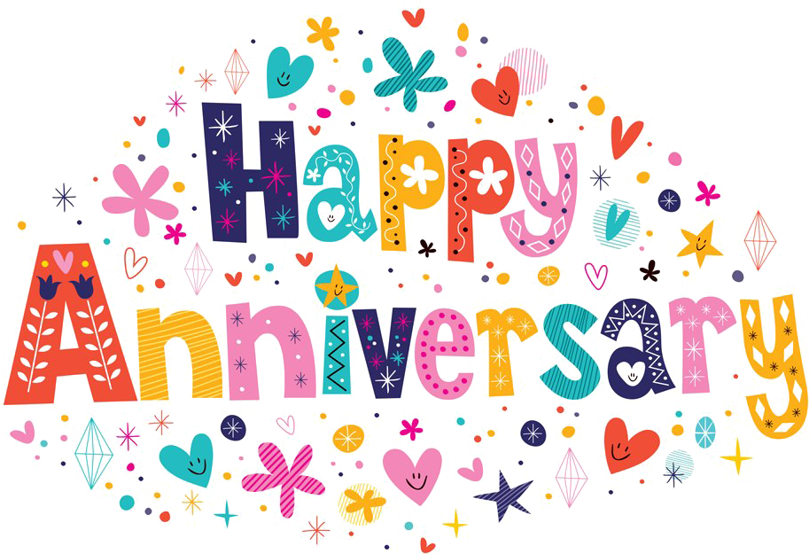 Colorful Happy Anniversary Greeting PNG