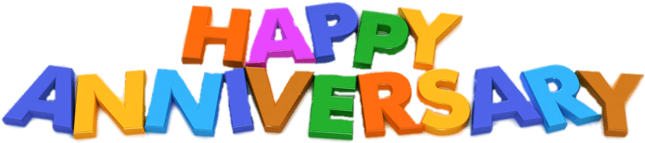 Colorful Happy Anniversary Text PNG