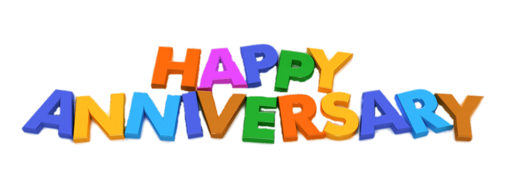 Colorful Happy Anniversary Text PNG