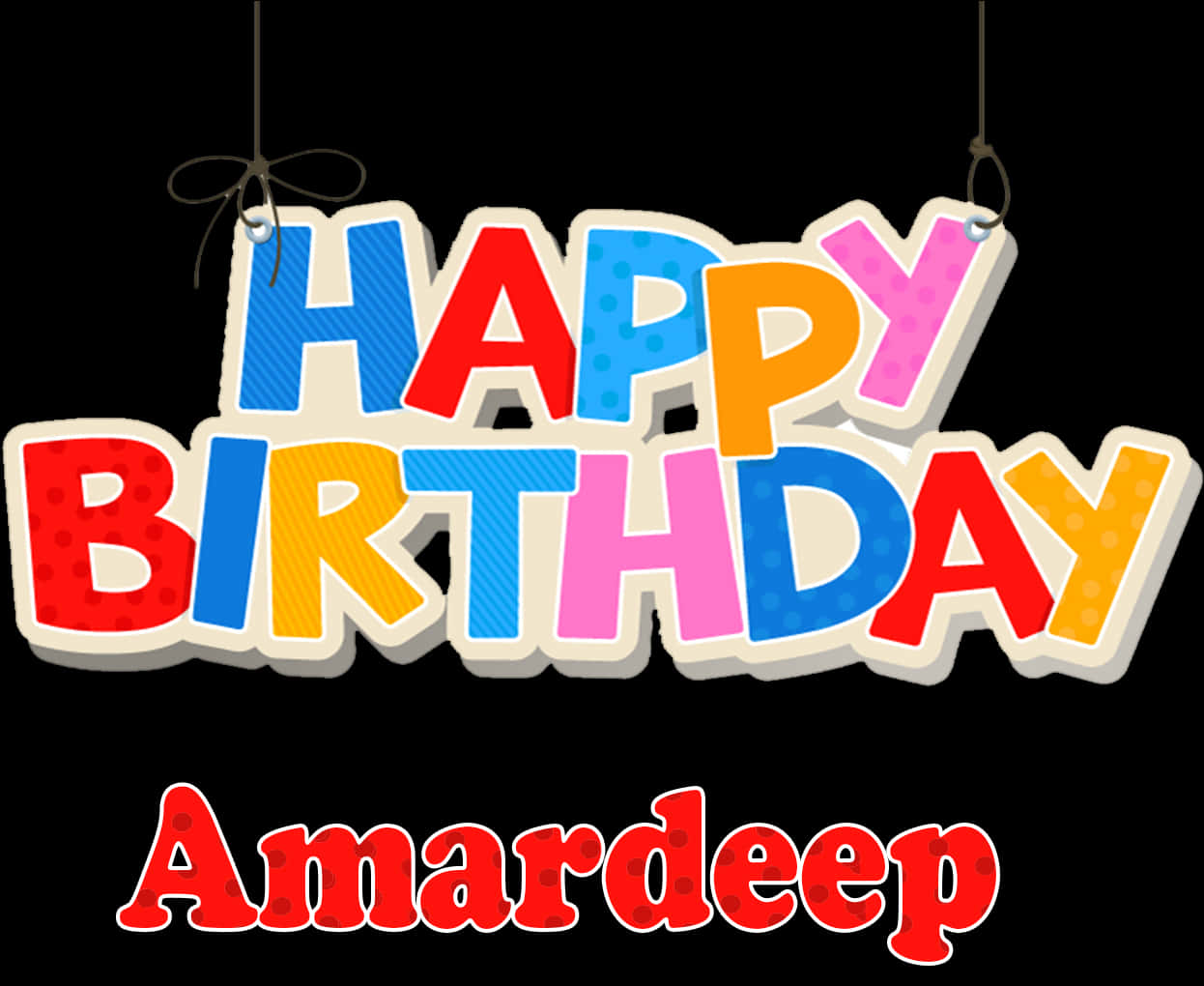 Colorful_ Happy_ Birthday_ Amardeep_ Sign PNG