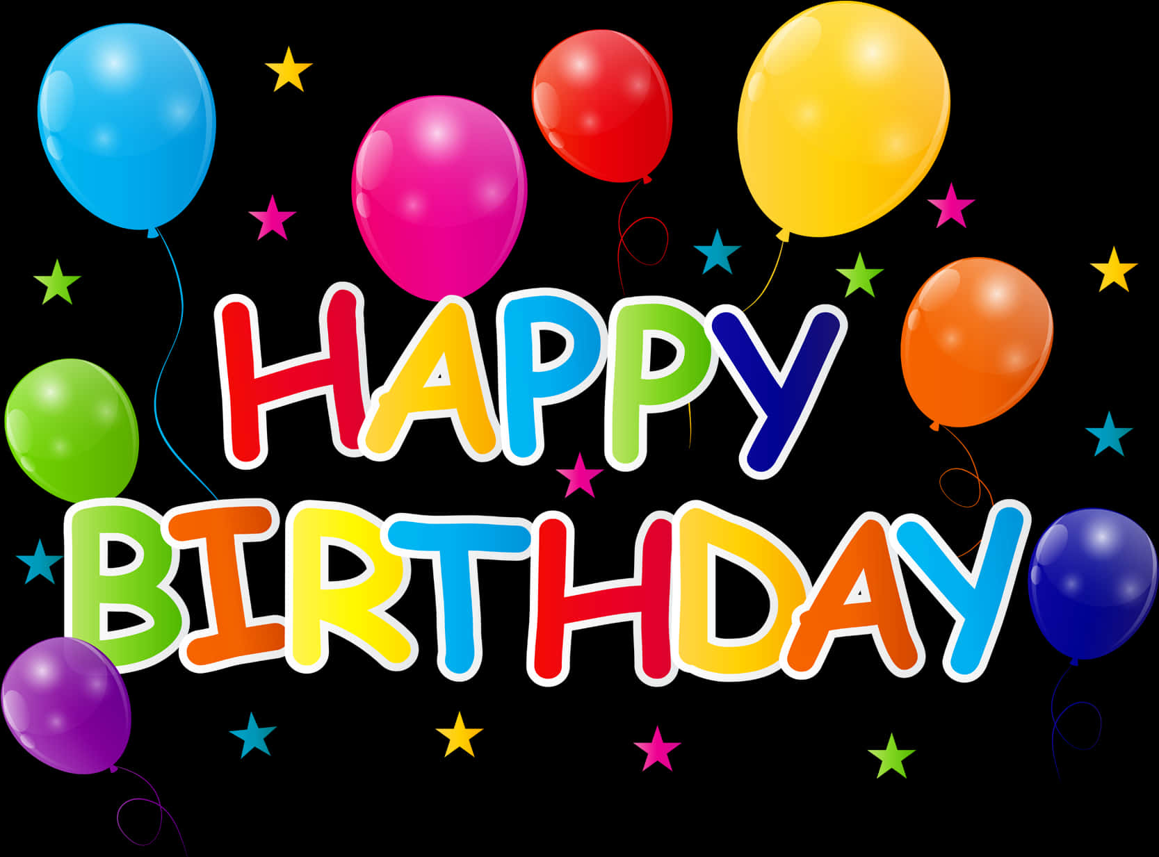 Colorful_ Happy_ Birthday_ Balloons_and_ Stars PNG