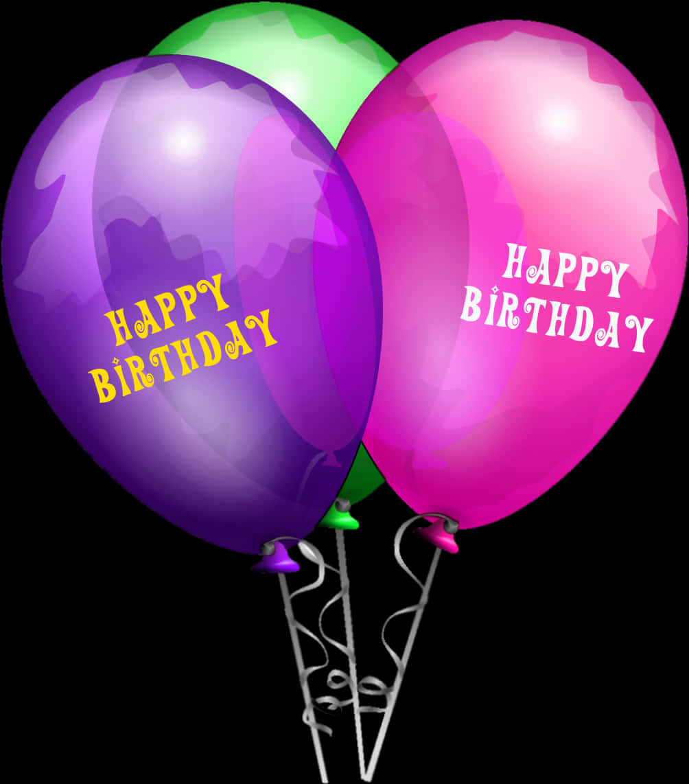 Colorful Happy Birthday Balloons PNG
